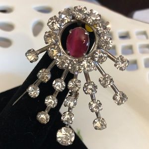 Atomic Cats Eye and Rhinestone Brooch‎